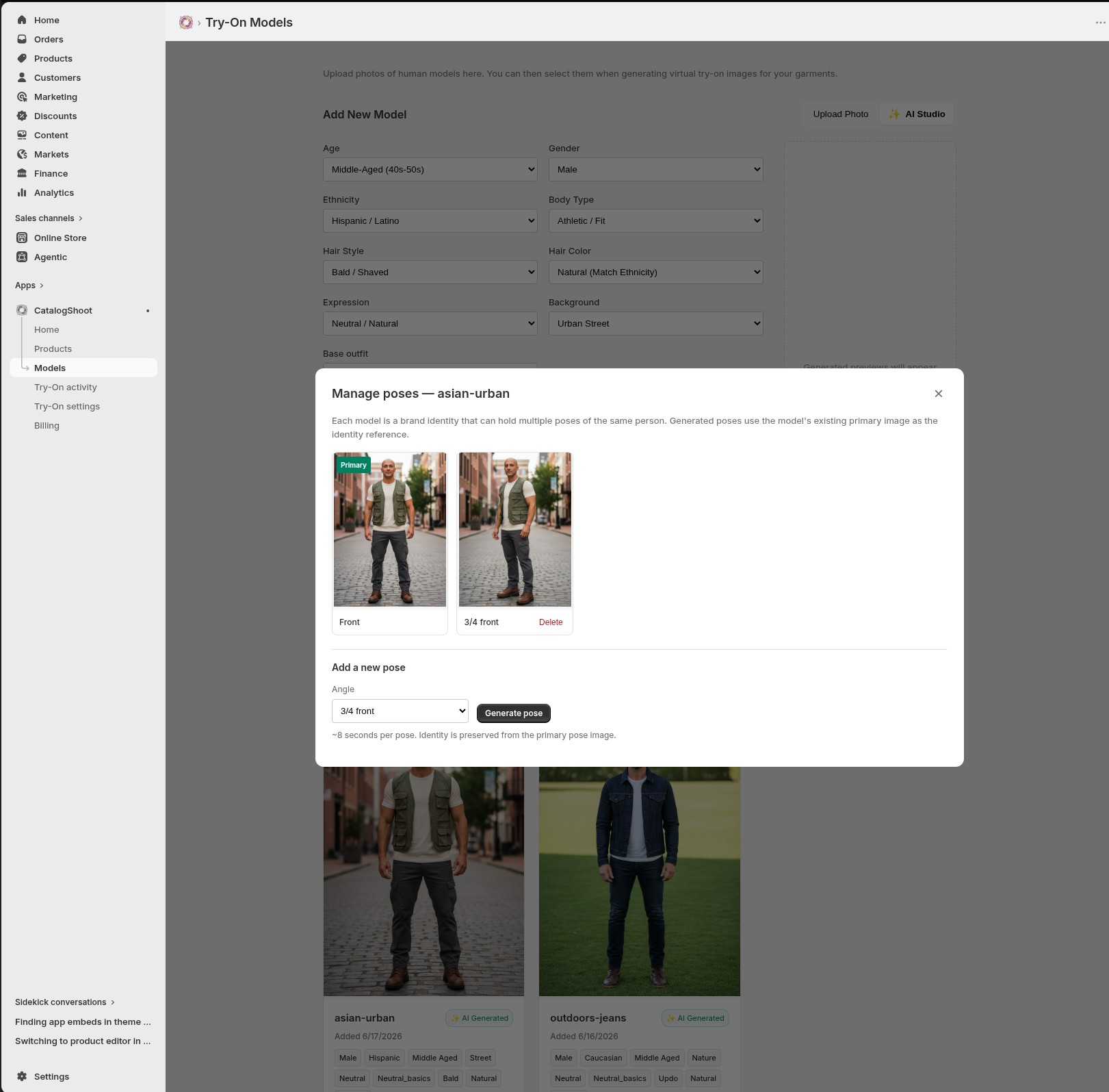 Building an AI model and generating a pose in Model Studio