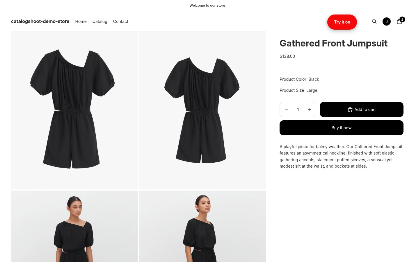 Storefront product page with the Try it on button
