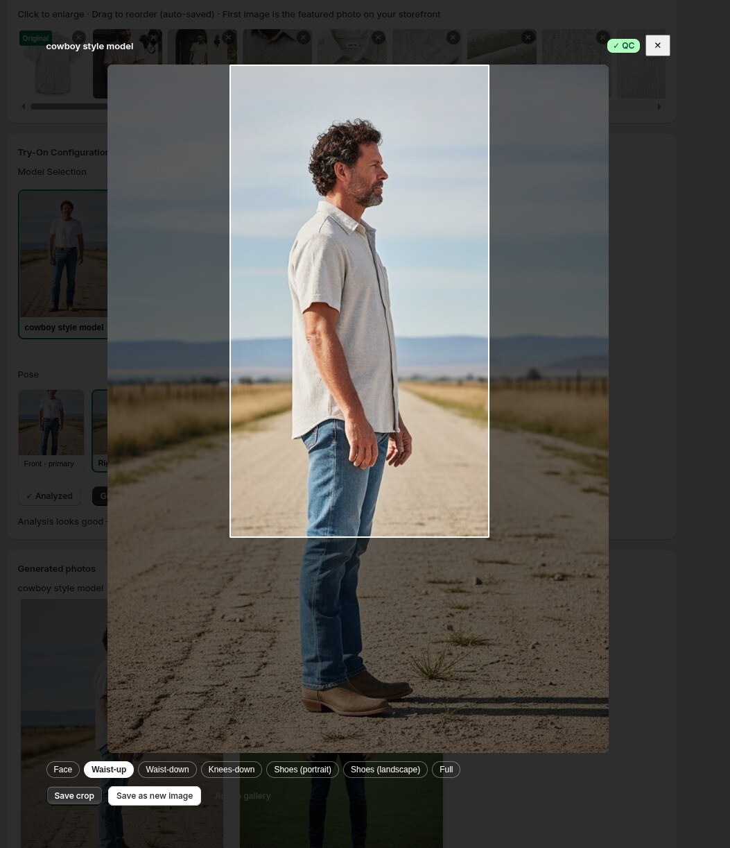 Review and crop a result before publishing
